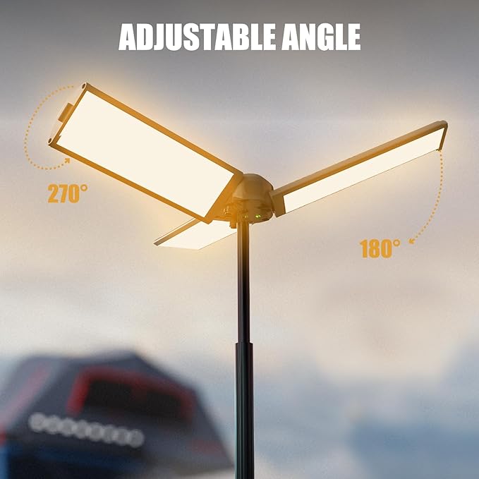 BUBRA 40" Telescopic Camping Light with Stand, 8000mAh Rechargeable LED Work Light & Camp Lantern, 1000LM Portable Tripod Lamp, 20H Runtime for Power Outages, Survival Gear and Camping Essentials