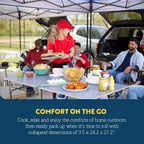 GCI OUTDOOR Slim-Fold Table | Portable Outdoor 4 Person Dining Table, Heat Resistant Aluminum Tabletop, Perfect for Barbecues, Camping, Picnics & Tailgating