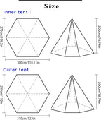 Large Space Pyramid Tipi Tent Ultralight Family Camping Tent Windproof Outdoor Teepee Tent for Adults 4 Person Double Layer Tents