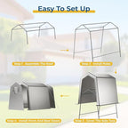 6 x 8 FT Carport, Portable Shed w/220G Heavy Duty Waterproof PE Tarp, Roll-up Zipper Door & Vent, Weather-Resistant Storage Shed for Motorcycle, Bike and Tools, Gray