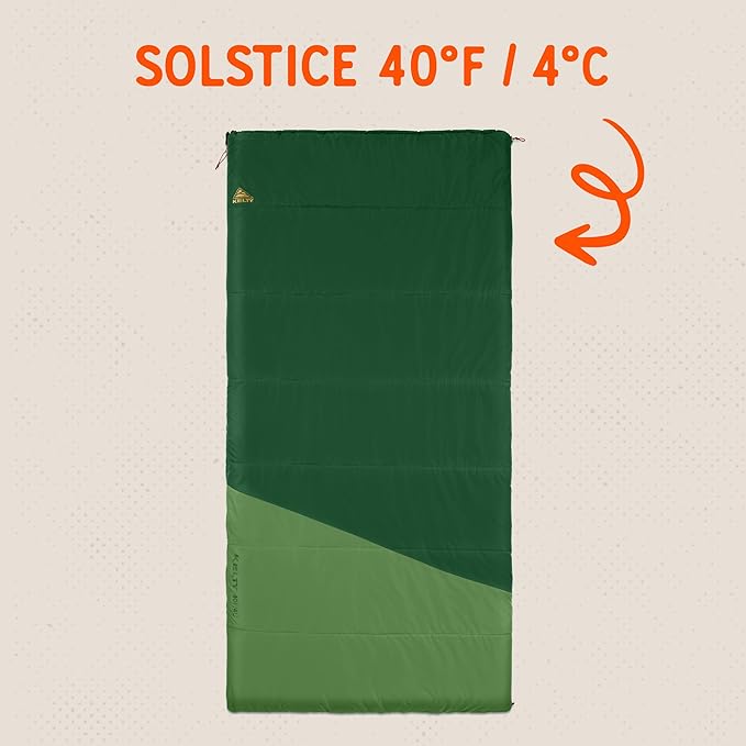 Kelty Solstice 20 Oversized Camping Sleeping Bag, Spacious Rectangular Shape, Zip Together for 2P, Anti-Snag Zips, Internal Pocket