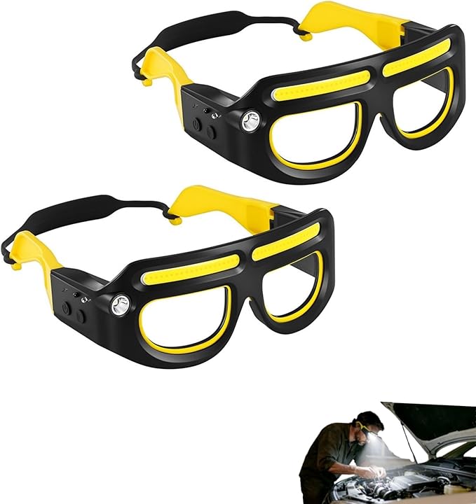 HISKI Rechargeable LED Headlight Glasses with Motion Sensor,LED Glasses Rechargeable Headlight Glasse with Motion Sensor & Touch Control
