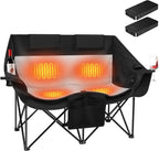 Heated Double Camping Chair with 2 20000mAh Battery Pack, 2 Control Switches 2-Person Loveseat, 550 lbs for Outdoor Sports, Picnics, Rugby Match, Lawn. Make Your Autumn and Winter Warmer