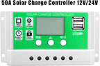 100W Solar Panel Kit with 4000W/6000W DC 12V to AC 220V/110V Inverter and 50A Controller, Complete Solar System for Home and Outdoor Power Generation(300W,12v-110v)