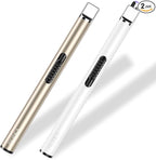 REIDEA Electronic Candle Lighter - USB Rechargeable with Security Lock, Windproof, Non-Slip Switch for Candle, Grill, Camping (Champagne Gold + White)