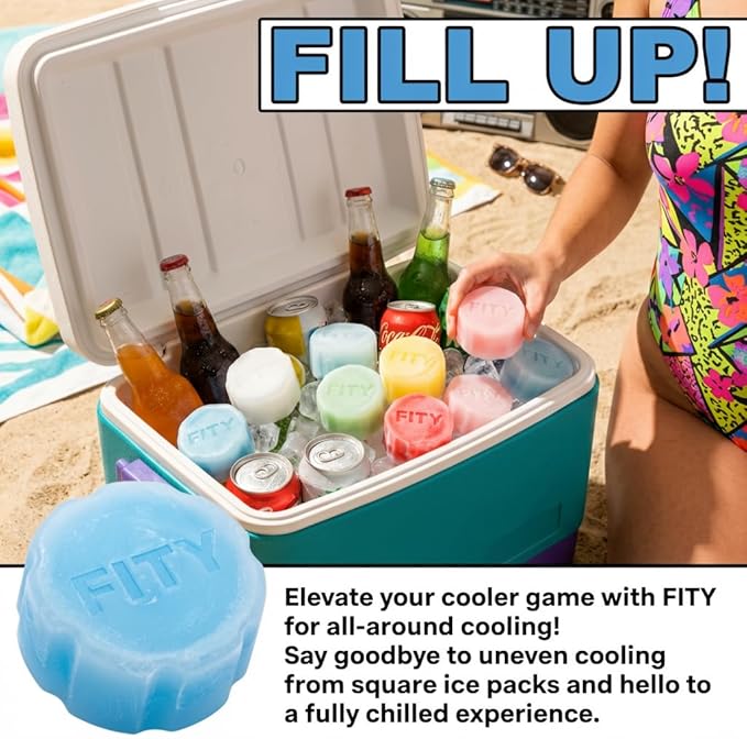 FITY Freeze The 6 Pack - A Space Saving Freezable Ice Pack use w/Lunch Boxes, Diaper Bags, Sore Muscles, 16oz can Cooler tumblers, Beach Bags, Coolers, and More.