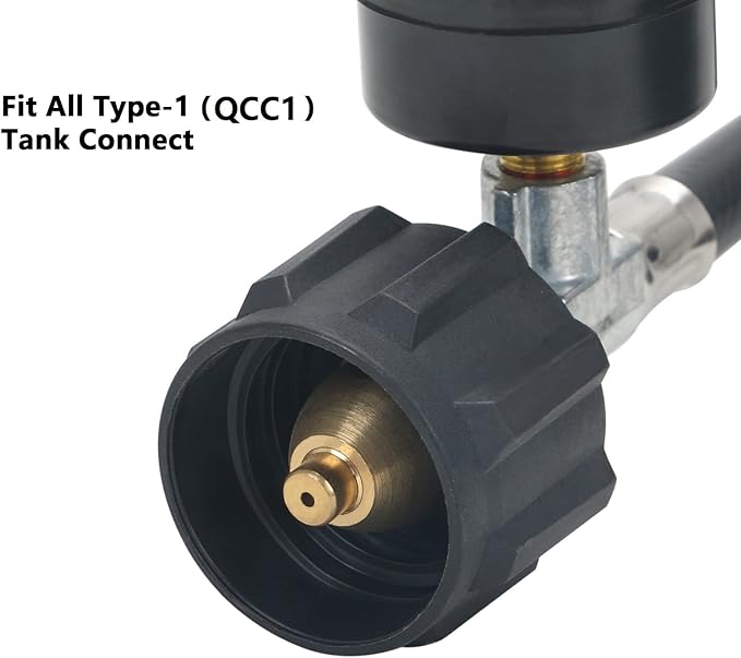ATKKE Propane Hose Adapter 1lb to 20lb with Gauge, 8FT Propane Tank Grill Adapter Converter for Weber Q Grill, Mr. Heat Propane Heat, Blackstone 17/22‘’ Griddle, Coleman Camping Stove and More