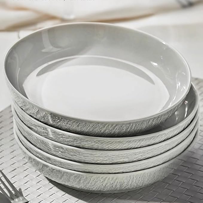 Camping Plates Dinner Plates, Dishes, Household Ceramic Dishes, Tableware, Light Luxury Dinner Plates, Deep Dishes, Dishes Decorative Plate(A*2)