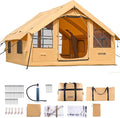 VEVOR Inflatable Tents for Camping, Easy Setup Blow up Tent with Hand Pump, 4 Season Glamping Tent with Stove Jack, Doors & Mesh Windows, Storage Bag Included for Easy Taking