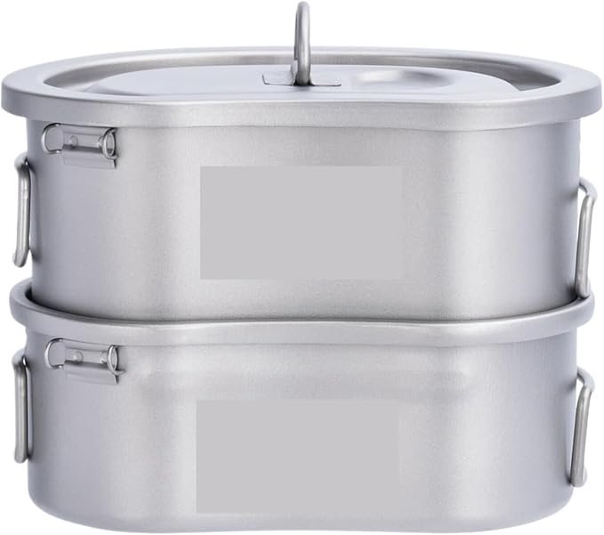 Camping Campfire Utensils, Outdoor Camping Pot Set Portable Bowl Picnic Cookware Tableware Lunch Box with Lid Backpacking Gear