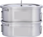 Camping Campfire Utensils, Outdoor Camping Pot Set Portable Bowl Picnic Cookware Tableware Lunch Box with Lid Backpacking Gear