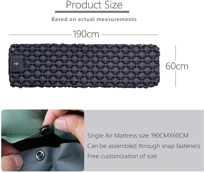 Ultralight Inflatable Camping Mat - No-Pillow Air Cushion, Compact Sleeping Pad for Tent Picnic Backpacking Hiking(Gray)