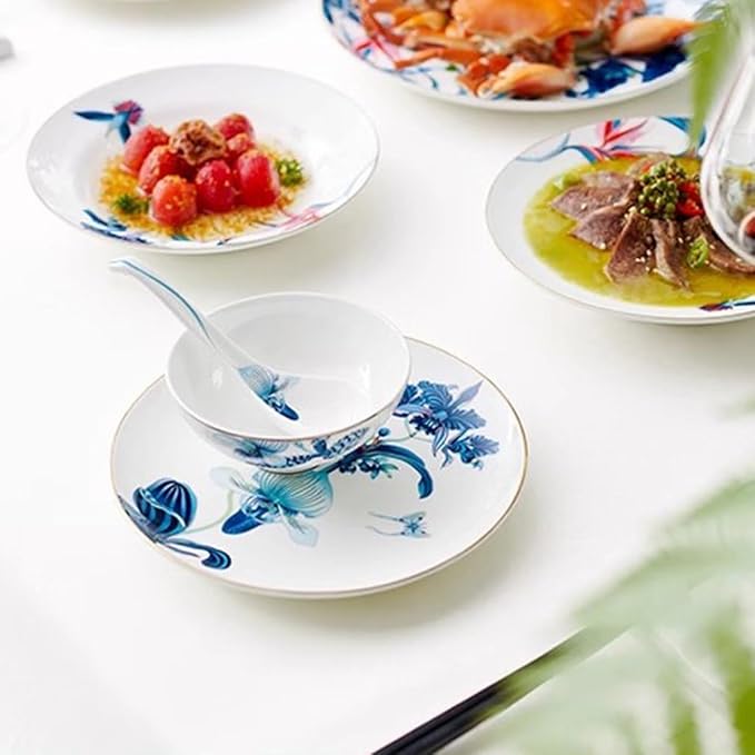 Camping Plates Blue Bone China Dinner Plate Home High-end Tableware Decorative Plate
