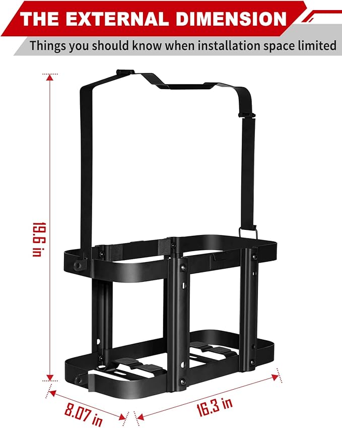 2024 Upgrade Jerry Can Mount Holder: Lockable Jerry Gas Can Holder Rack, 5 Gallon (20 Liter), Reinforced Welding
