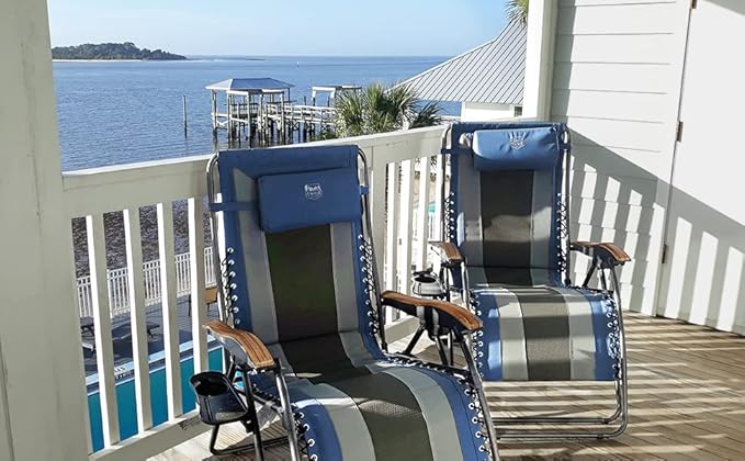 Timber Ridge Oversized Zero Gravity Chair, Padded Reclining Lounge Chair with Adjustable Headrest & Cup Holder, Heavy Duty Support 350 lbs, Foldable for Camping, Lawn, Outdoor & Indoor