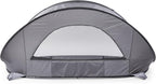 PICNIC TIME Manta Portable Beach Tent, Fully-Assembled Pop Up Tent, Beach Shade and Sun Shelter, Instant Outdoor Shade with Carrying Bag for Outdoors and UPF50+ UV Protection (Gray with Black Accents)