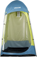 VEVOR Camping Shower Tent, 1 Room, Portable Privacy Tent Changing Room with Ground Stakes, Ropes, Carry Bag, and Steel Poles, 200D Oxford Fabric with Silver Coating, for Camping, Beach, Fishing