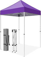 5x5 Pop Up Canopy Tent, Instant Portable Beach Canopy, Outdoor Tent with Carry Bag for Camping, Sports, Tailgating, Events, Purple