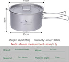 Boundless Voyage Camping Cookware Lightweight Cooking Pot Set Titanium Pot Portable for Outdoor Cooking Traveling Hiking Trekking Backpacking, 1-5 Person