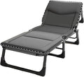 Foldable Bed with Mattress Queen Sleeping Cots for Adults with 3D Memory Headrest Portable Folding Bed Cot Lounge Chair for Beach Lawn Camping(C,190 * 75 * 30cm)