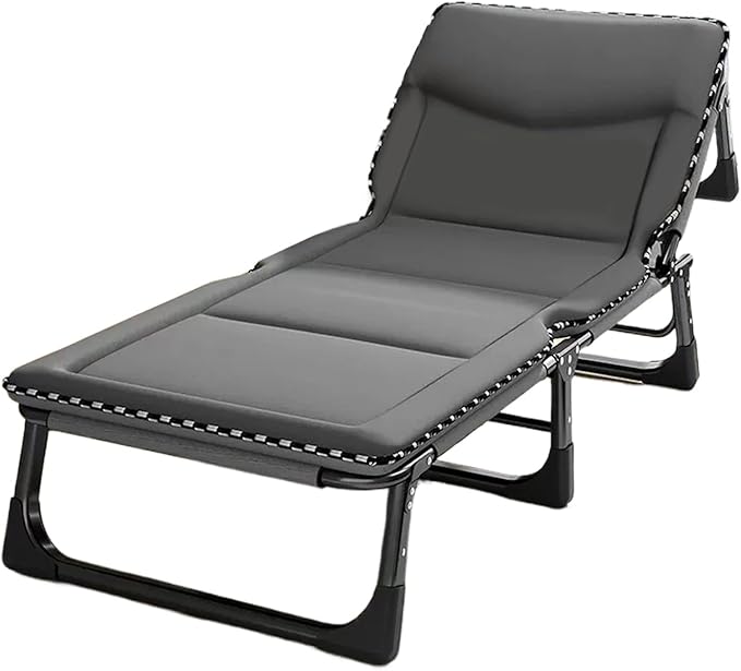 Foldable Bed with Mattress Queen Sleeping Cots for Adults with 3D Memory Headrest Portable Folding Bed Cot Lounge Chair for Beach Lawn Camping(C,190 * 75 * 30cm)