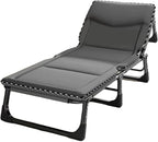Foldable Bed with Mattress Queen Sleeping Cots for Adults with 3D Memory Headrest Portable Folding Bed Cot Lounge Chair for Beach Lawn Camping(C,190 * 68 * 30cm)