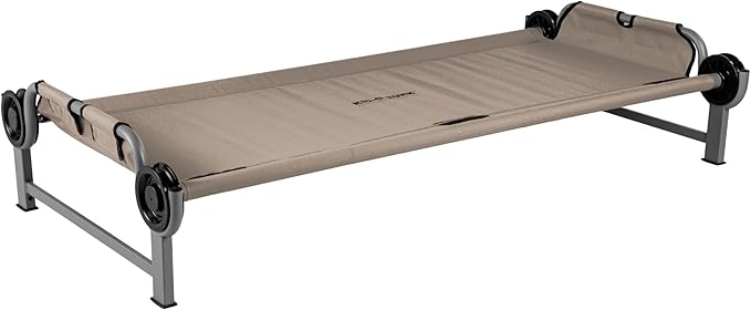 Disc-O-Bed Youth Single Camping Cot Kid-O-Bed, Portable Sleeping Cot for Kids with Included Carry Bag, Indoor and Outdoor Use, Tan