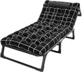 Talent Star Folding Lounge Chair with Mattress and Pillow Indoor Outdoor, 4 Position Adjustable Toffee Sleeping Bed Cot Chaise for Sunbathing Tanning Poolside Office Camping Lawn Pool Beach Patio 75cm