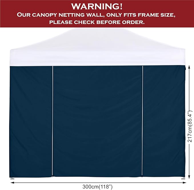 COOSHADE Instant Canopy SunWall 10x10 Canopy SideWall for Pop up Canopy Tent, 1 Pack Door Wall Only, Navy Blue