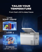 Marsail 12 Volt Refrigerator 12V Car Fridge 32QT Portable Freezer Compressor Cooler -4°F68°F, 12/24V DC 110~240 Volt AC, for Camping Travel Truck RV, Home Efficient Cooling & Large Capacity, Grey