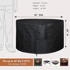 SheeChung Fire Pit Cover Round 36”D X 20”H,Heavy Duty 600D Polyester Outdoor Fire Pit Cover,Waterproof Patio Fire Table Cover,Fits 33-36 inch Gas Firepit/Bowl