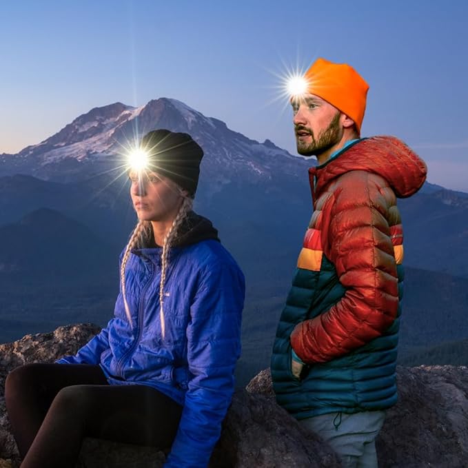 POWERCAP LED Hat Light 150 Lumens Rechargeable Fleece Beanie with Bright Built-in Headlamp Waterproof LED Warm One Size Cap