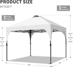 GDY 10x10 Easy Set Up Camping Canopy, Pop Up Tent with 4 Piece Sidewalls, Easy Up Canopy for Events, Parties, Gatherings, Camping, White.