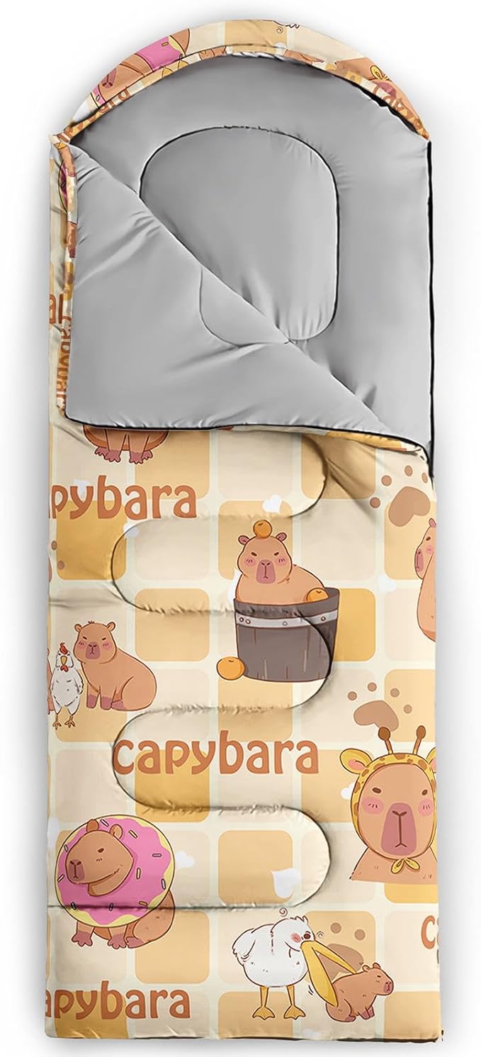 Kids Sleeping Bag for Boys Girls,Cartoon Blue Unicorn Print-Lightweight Warm Portable Outdoor Indoor-Waterproof Cold Weather Resistant Sleeping Bag for Camping Hiking