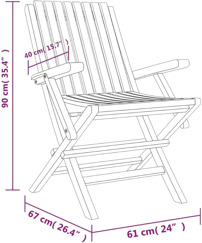 Folding Patio Chairs 2 pcs,Outdoor Chairs,Club Chairs,Decorative Chair,Camping Chair,Camping Chair,Reception Chair,Bistro Chair,for Patio,Balcony,Party,24"x26.4"x35.4" Solid Wood Teak