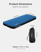 Acacia 4" Thick Self Inflating Sleeping Pad with Foam, Innovative Y-Shaped Telescopic Structure, Ultraportable Camping Air Mattress with Pump Sack, Easy Roll Up Sleep Bed for Travel Tent Car