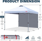 MASTERCANOPY Durable Pop-up Canopy Tent with 1 Sidewall (6.6'x6.6',White)
