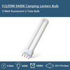 FLS/E9W 6400K Camping Lantern Bulb,Replacement for 9W Fluorescent Bulb,4 Pin 2G7 Base,5.5 inch Special Size,6400K(2PACK)