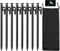Tent Stakes, 8Pcs 10in Heavy Duty Forged Steel Tent Stakes +Storage Pouch, Metal Tent Stakes, Metal Stakes for Tent Used on Rocks, Grassland, Dessert, Stormy Weather（8Pcs 10in Tent Stakes）