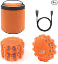 USB Rechargeable LED Road Flares Emergency Lights-Roadside Warning Car Safety Beacon Flashing Disc Flare Kit with Magnetic Base for Vehicles & Boat | 3 Beacon Disc Pack