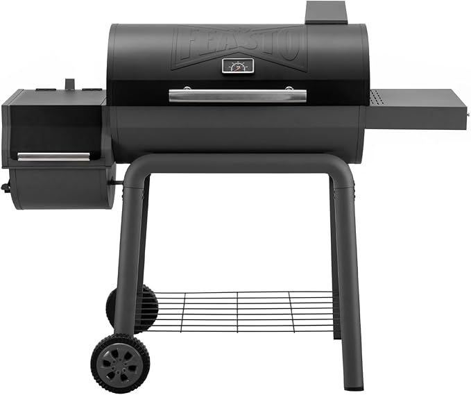 BBQ Charcoal Grill with Offset Smoker Grill and Side Table, 30-In Heavy-Duty Outdoor BBQ Grill with 815 Sq. In. Cooking Space for Outdoor Barbecue in Backyard, Patio and Parties, Black