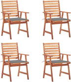 Patio Dining Chairs,Outdoor Chairs,Coffee Chair,Study Chair,Bistro Chair,Fishing Chairs,Camp Chair,Garden Chairs,for Deck, poolside,Camping,Beach,Campsite, 4 pcs with Cushions Solid Acacia Wood