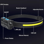 Headlamp Rechargeable LED Super Bright 230° Wide Beam Head Lamps Rechargeable LED Head Lamp Waterproof Lightweight Headlamp for Camping, Running, Fishing, Hunting (7 Modes)