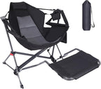 Hammock Chair, Hammock Camping Chair with Removable Footrest, Rocking Chair Outdoor, Camping Chair Swing, Hammock with Stand, Carry Bag, Cup Holder (1 Pack)
