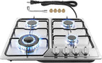 Gas Stove Top 4 Burner, 23 Inch Gas Cooktop for NG/LPG Convertible, Stainless Steel Stove with Thermocouple Protection for Outdoor Kitchen, Camping, Total 27400BTU