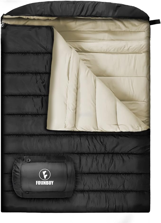 Double Sleeping Bag for Adults Cold Weather Queen Size 2 Person Waterproof Sleeping Bag, Perfect for Couples Family Camping or RV Traveling & Bedding
