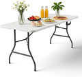 Folding Table 72" x 30" - Heavy Duty Plastic Table with Handle, Foldable & Portable, Fold-in-Half Utility Tables for Outdoor, Dining, Wedding, Events, Indoor, Picnic, Camping, Party (White)