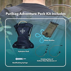 Puribag Adventure Pack: 2 Liter Tactical Hydration Backpack with Survival Water Filter - Best Water Backpack/Hydration Pack for Hiking, Running, Biking, Cycling, Skiing, Rucking & Outdoor Adventures