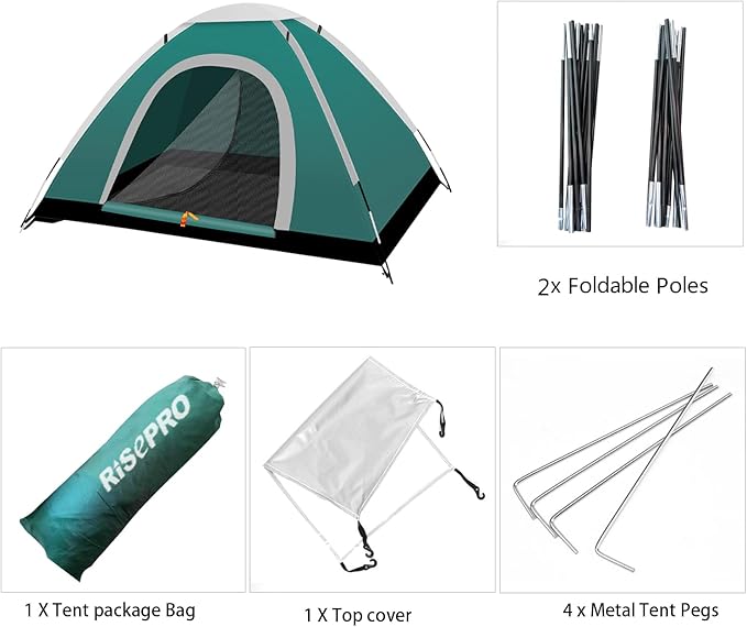 Portable Camping Tent, 2 Person Lightweight, Waterproof Windproof, UV Protection for Outdoor US