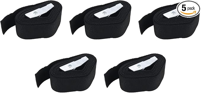 5Pcs Tie Down Straps Black Nylon Strap 1"*39.37" (3.28ft) Adjustable Straps with Heavy Duty Cam Lock Buckles, Lashing Strap for Backpacking, Outdoor Activities